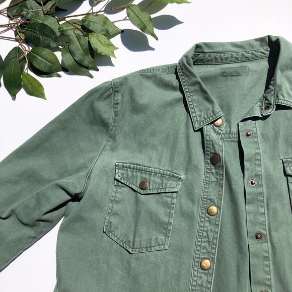 Army Green Utility Button Long Sleeve Shirt - Picture 3 of 3